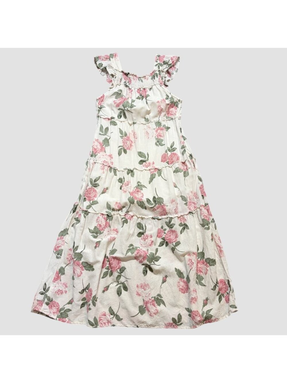 Old Navy Midi Dress XS Romantic Cottagcore Milkmaid Countryside Floral Smocked - Picture 6 of 13